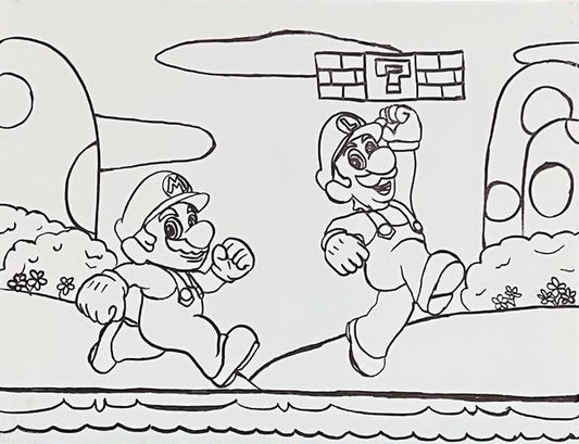 Mario and Luigi Pre-Traced Canvas